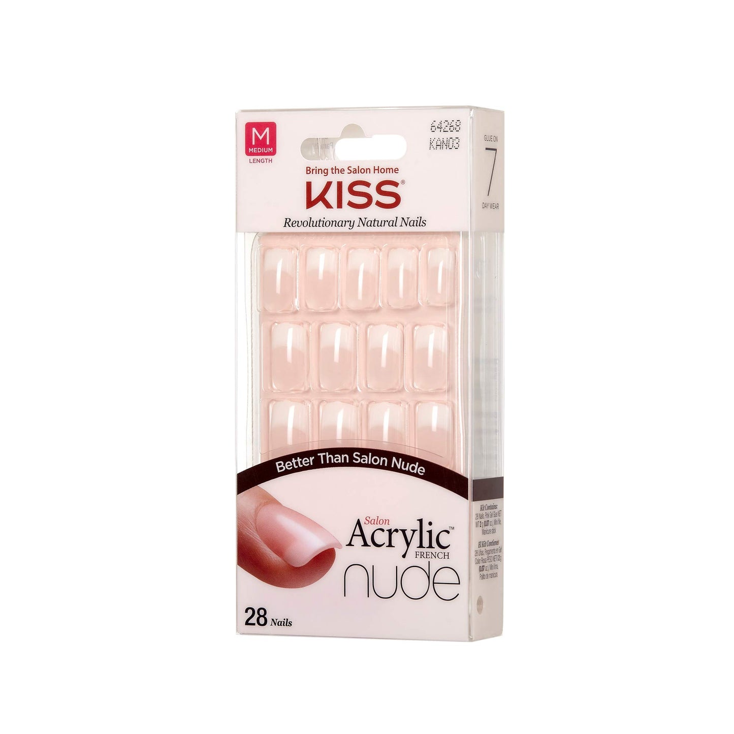 Kiss Salon Acrylic Nude French 28 Count Medium Length Flat (Pack of 2) Beauty & Personal Care KISS
