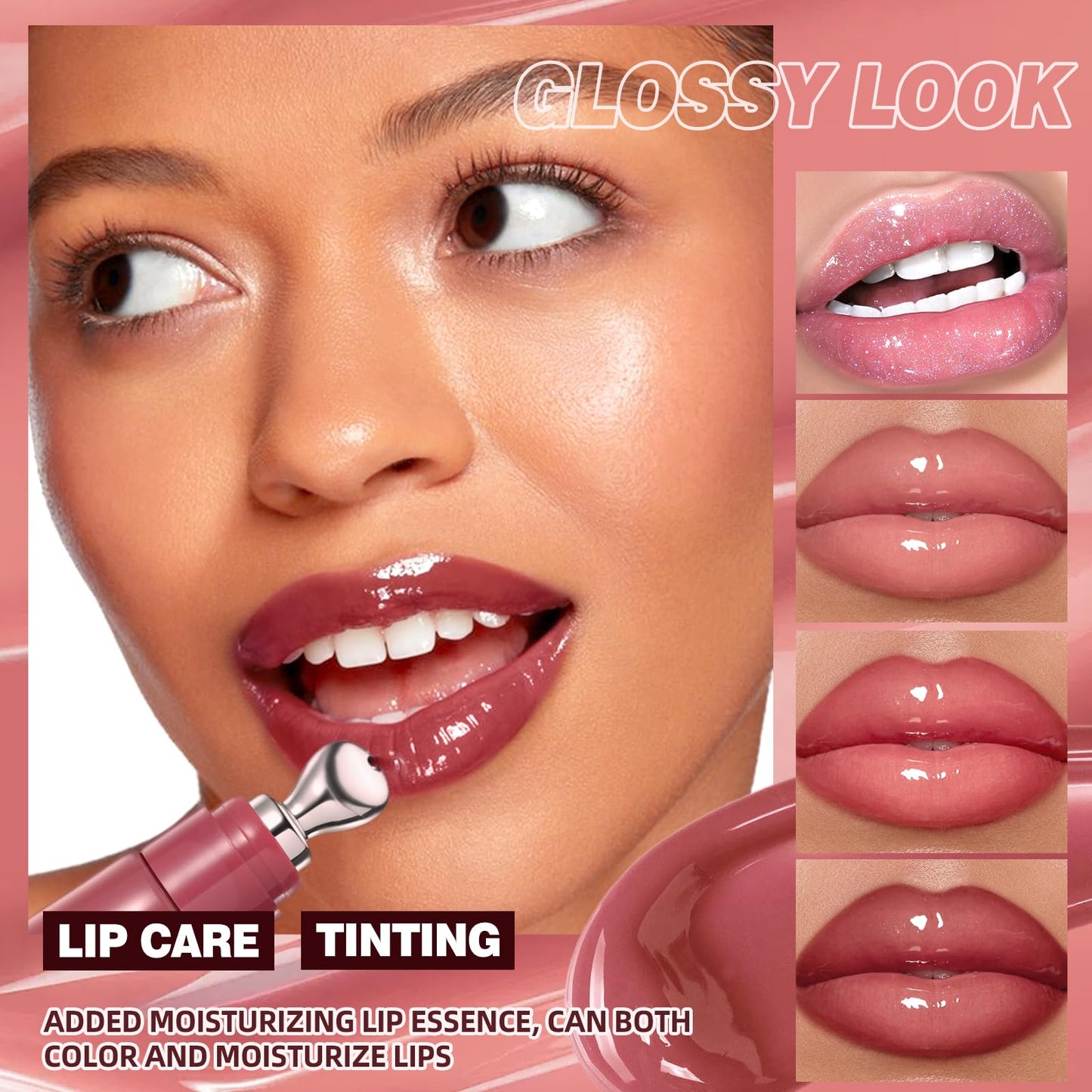 URQT Brightening Lip Serum, Hydrating Glossy Lip Oil with Metal Applicator, Plumping Moisturizing Lip Care Tint, Non-Sticky High Shine Lip Glow Beauty and Personal Care URQT