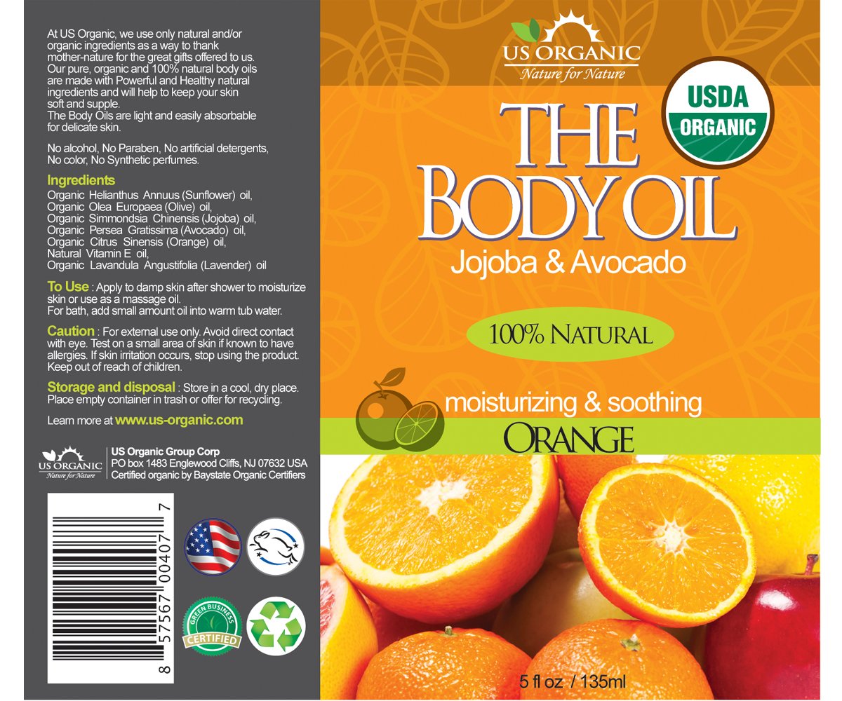 US Organic Body Oil - Fresh Orange - Jojoba and Avocado Oil with Vitamin E, USDA Certified Organic, No Alcohol, Paraben, Artificial Detergents, Color Beauty and Personal Care US Organic