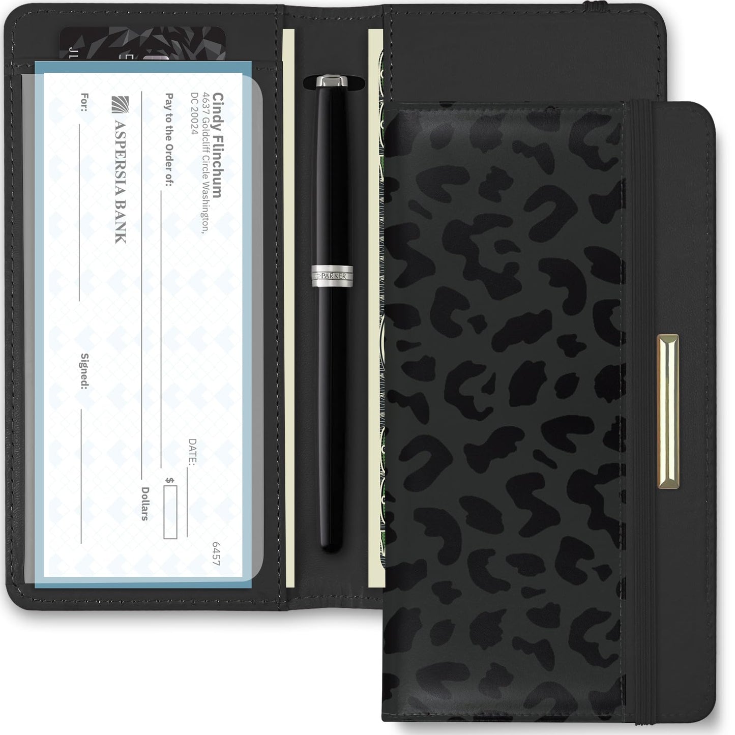 kakurookie letter checkbook cover, rfid blocking stylish, lightweight, slim durable, multi-functional holder for personal and business checks…