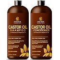 Castor Oil Shampoo and Conditioner Set for Hair Growth with Rosemary & Peppermint Oil - Cleanse Hair, Strengthen & Shine with Castor Shampoo