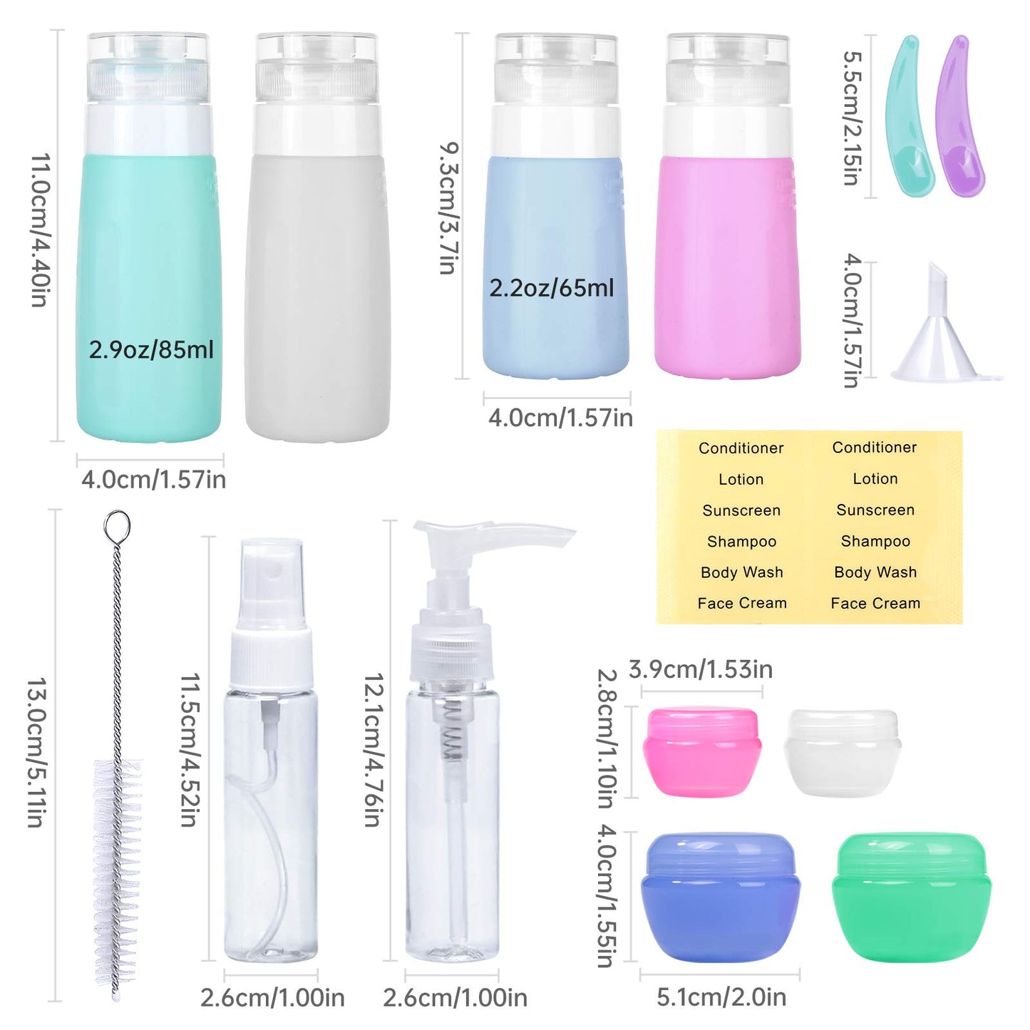 Benbilry 16 Pack Travel Bottles Set for Toiletries, TSA Approved Travel Size Leak Proof Containers, Silicone Squeezable Shampoo and Conditioner