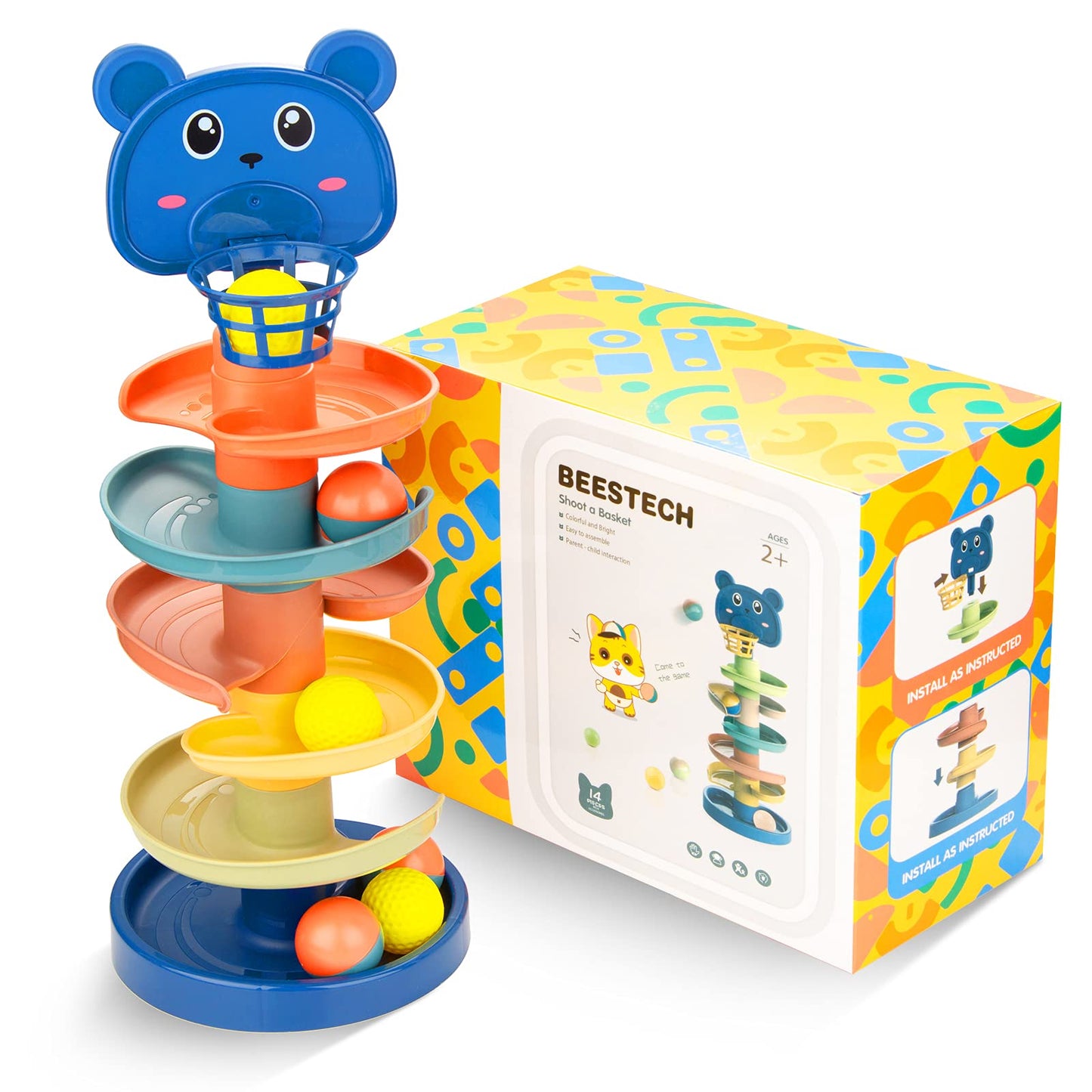 Beestech Ball Drop & Roll Tower – Educational Development Toy with 6 Balls for Toddlers Ages 2-4, Fun Activity Playset for Boys & Girls