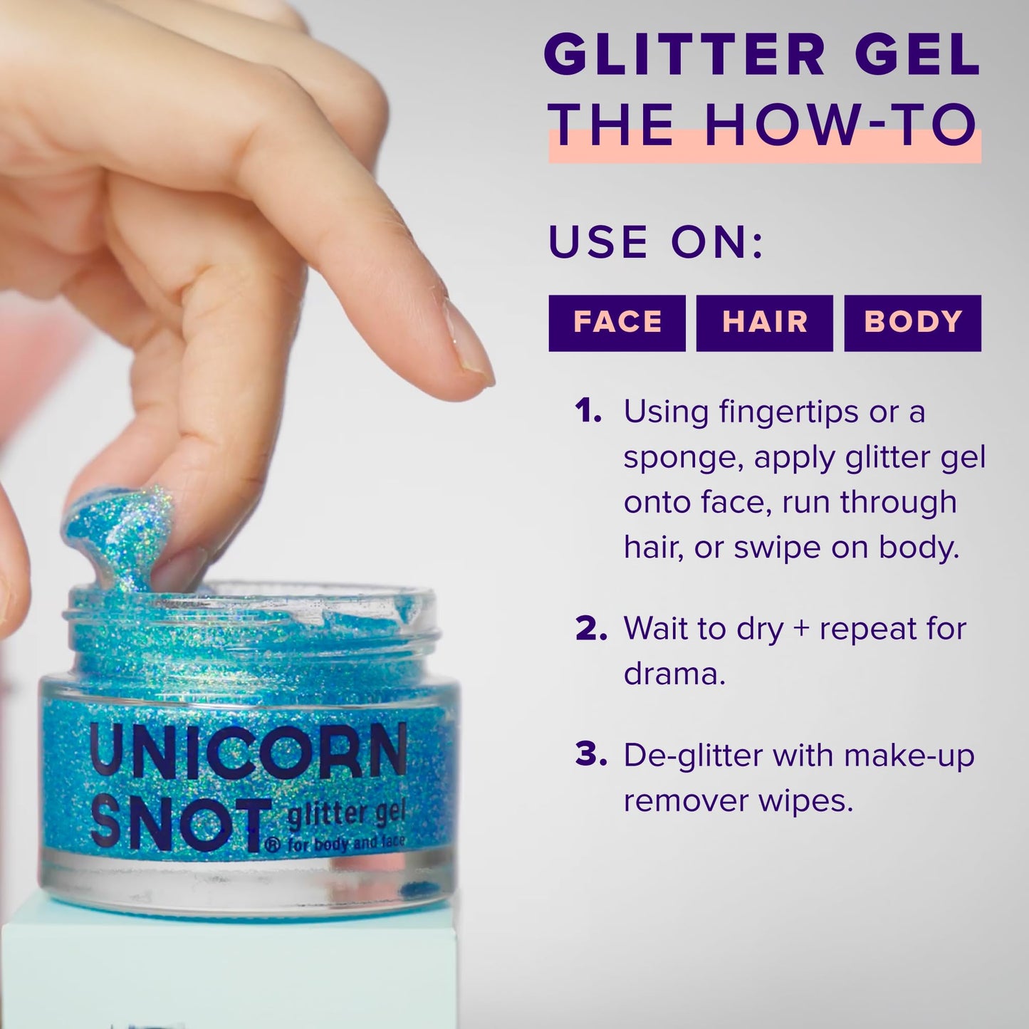 Unicorn Snot Face & Body Glitter Gel - Cosmetic-Grade Holographic Glitter - Stocking Stuffers for Women, Gifts for Teen Girls - Safe for Face, Easy