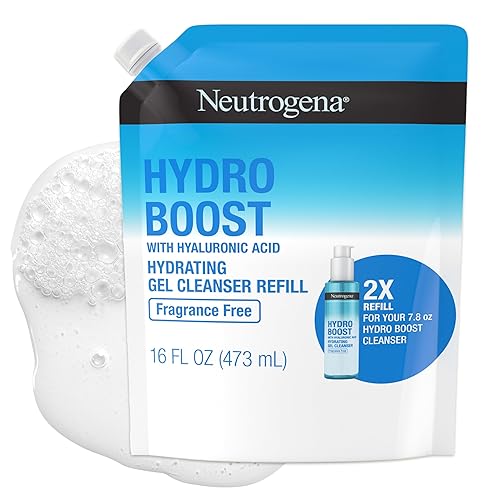 Neutrogena Hydro Boost Fragrance Free Hydrating Gel Facial Cleanser with Hyaluronic Acid, Daily Foaming Face Wash & Makeup Remover, Gentle Face Wash