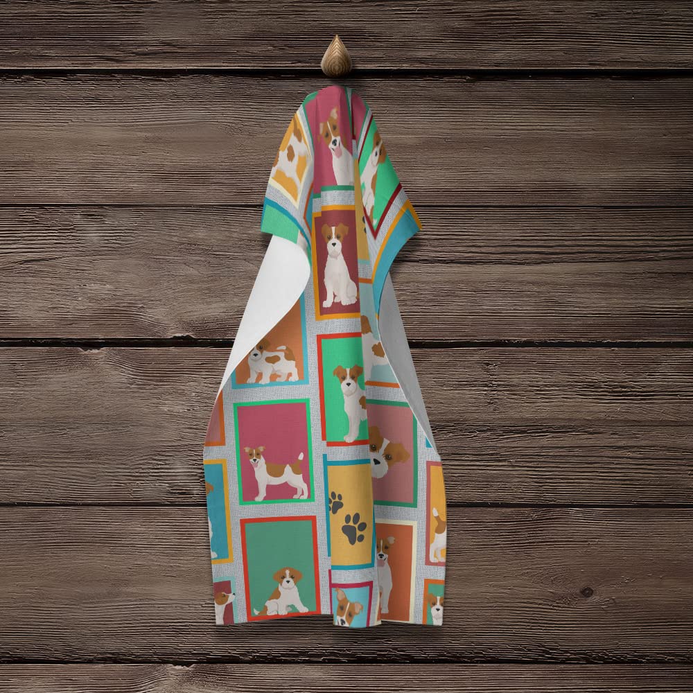 Caroline's Treasures MLM1166KTWL Lots of Red and White Jack Russell Terrier Kitchen Towel Dish Cloths Guest Hand Towel Decorative Bathroom Towel…