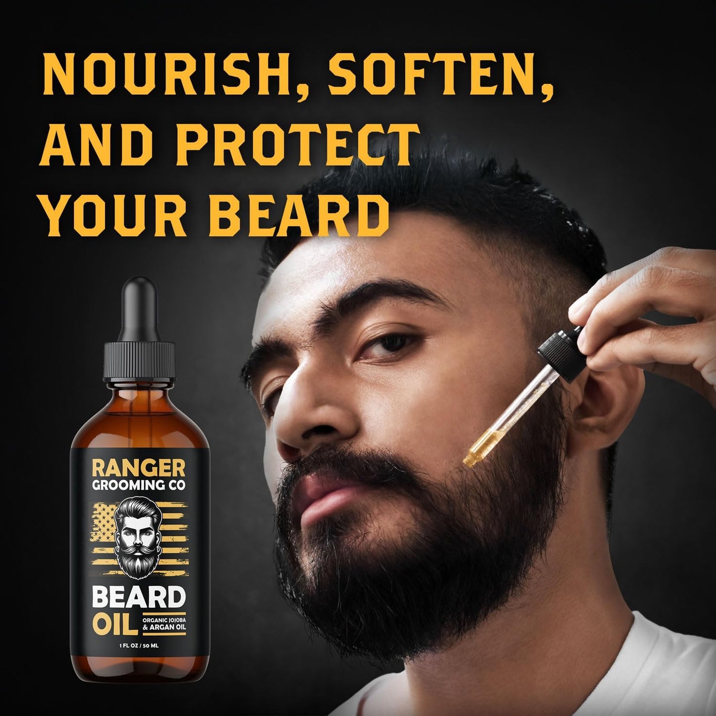 Leven Rose Ranger Grooming Unscented Beard Oil for Men - Organic Jojoba & Argan Oil - Fragrance Free - Made in USA - 1 FL OZ / 30 ML