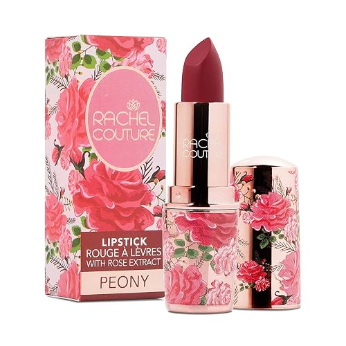 Rachel Couture Matte Lipstick with High Impact Color | Vegan & Cruelty Free | Infused with Rose Extract - 0.12 Oz - Peony