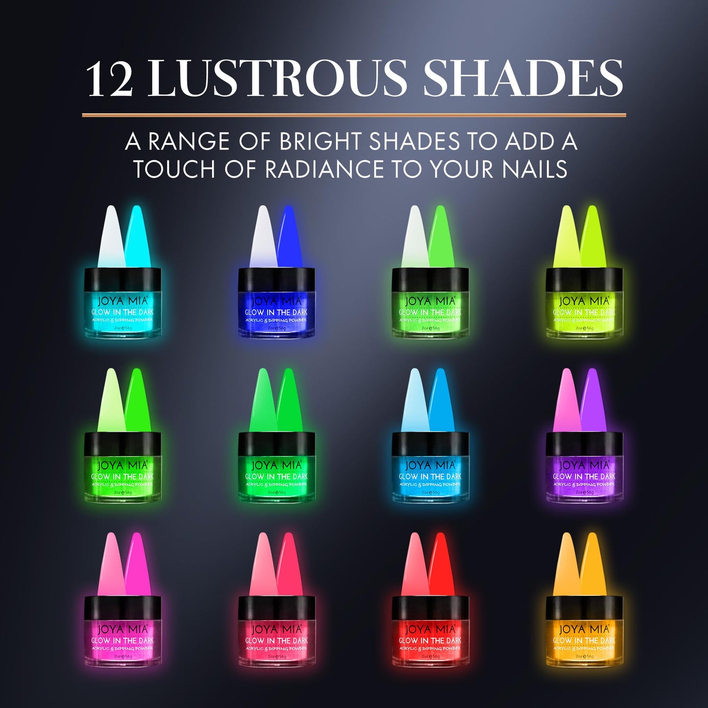 Glow-in-the-Dark Acrylic & Dipping Powder - Premium Nail Powder for Flawless Enhancements, Available in 12 Colors, 2 oz (DPGW-2) - Joya Mia Beauty & Personal Care JOYA MIA