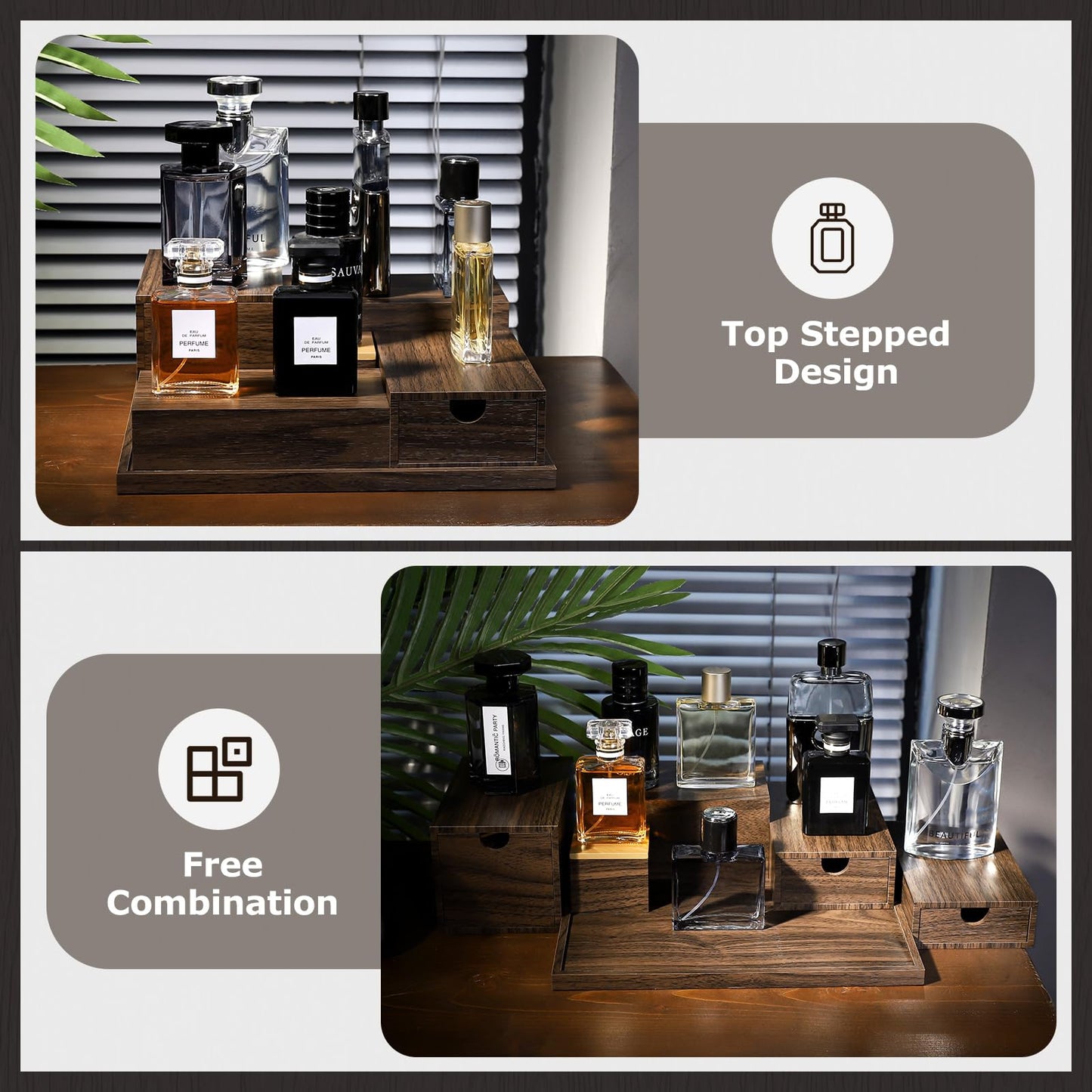 Homde Cologne Organizer - 4 Tier Perfume Display Tray with Hidden Drawers - Perfect for Men Essentials Accessories