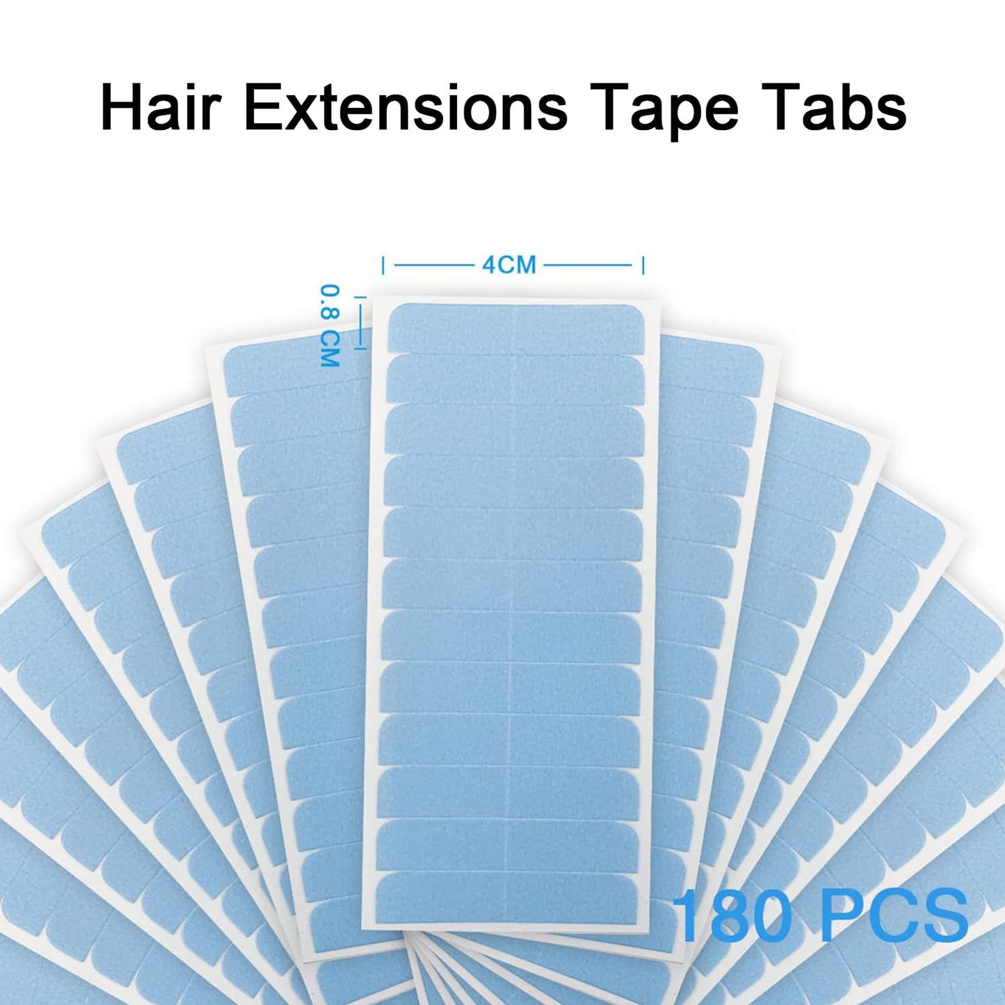 SUYYA 180 Pieces Hair Extension Tape Tabs Double Sided Extension Tapes for Replacement 4cm x0.8cm (Blue 180 Pieces)