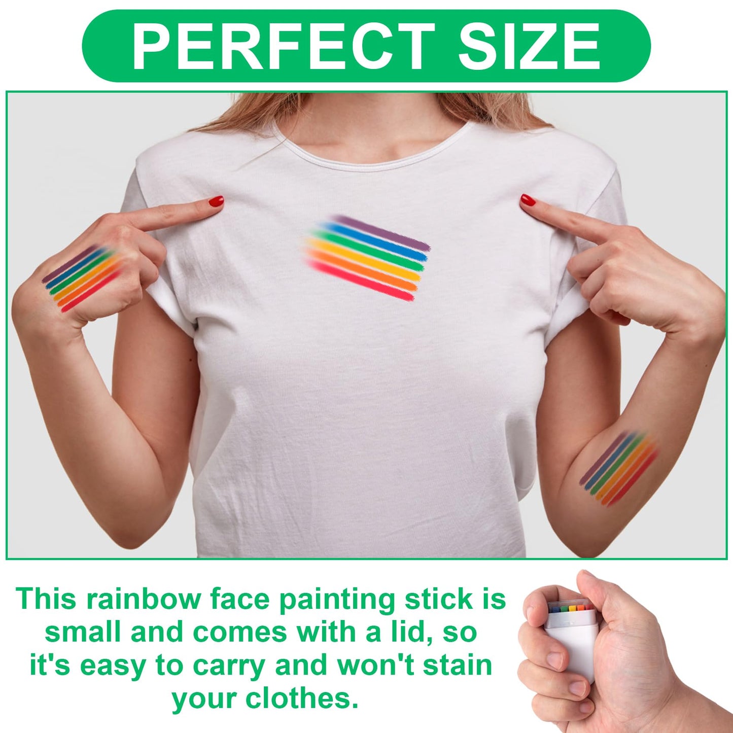 Lekgavd 2PCS Rainbow Face Body Paint, Pride Makeup Supplies, Face Painting Crayons for Pride Day, Celebrations Party, Festivals for Men, Women