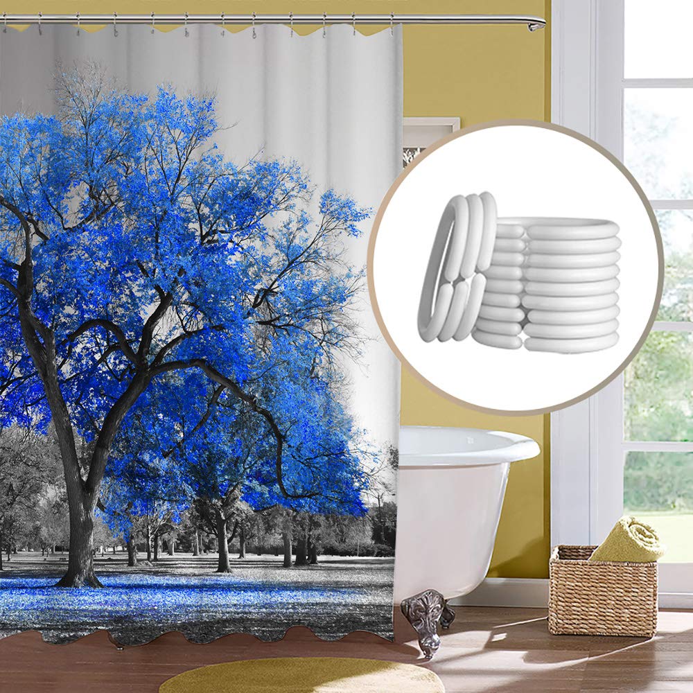 LUKUY Shower Curtains Blue Tree Polyester Fabric Bathroom Curtain Waterproof Shower Curtains Bathroom Decor 71x71 Inches Machine Washable Decorative