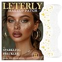 Leterly 24 Pcs Glitter Freckles Face Tattoo,Gold Face Glitter Makeup Patches Cute Sparkle Freckles Patches Waterproof Makeup Speckles for Face