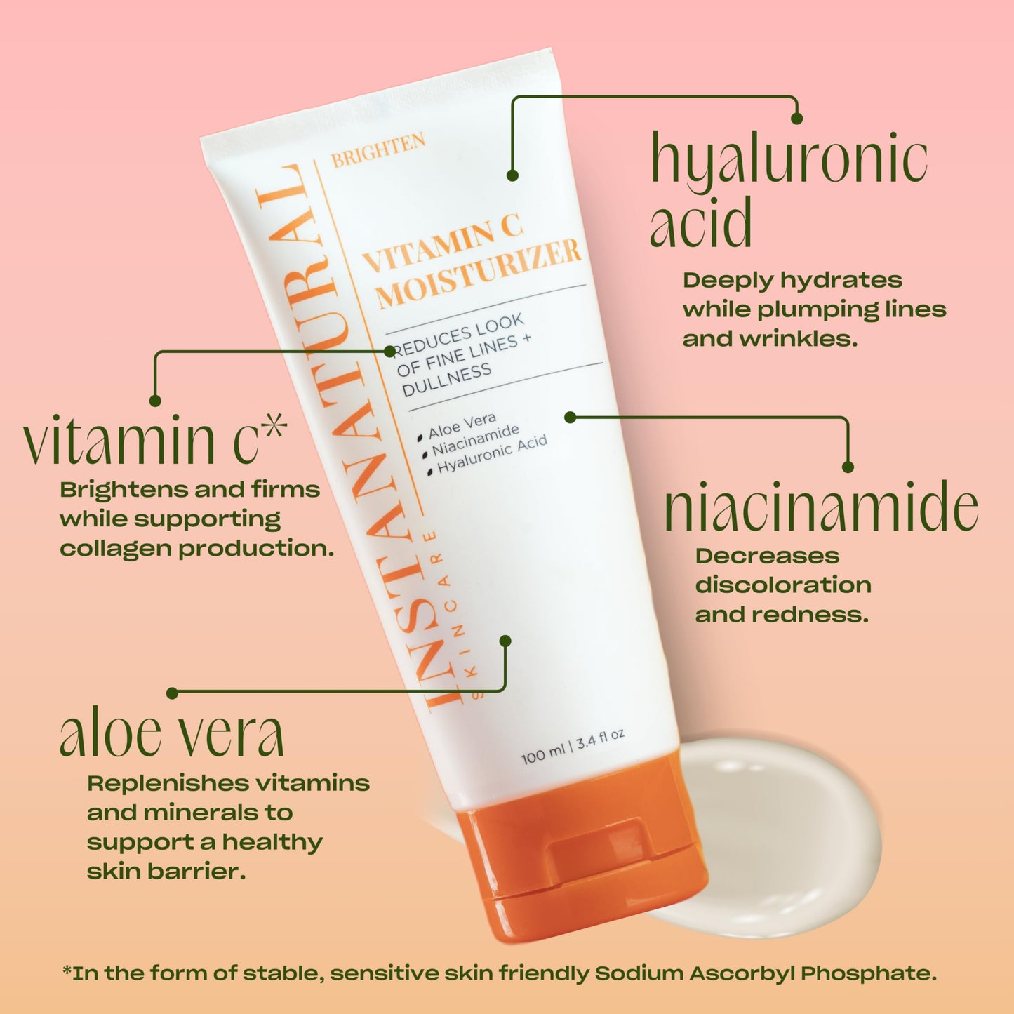 InstaNatural Vitamin C Moisturizer Face Cream, Brightens and Reduces the Look of Fine Lines and Wrinkles, Moisturizing Lotion for Dry Skin,