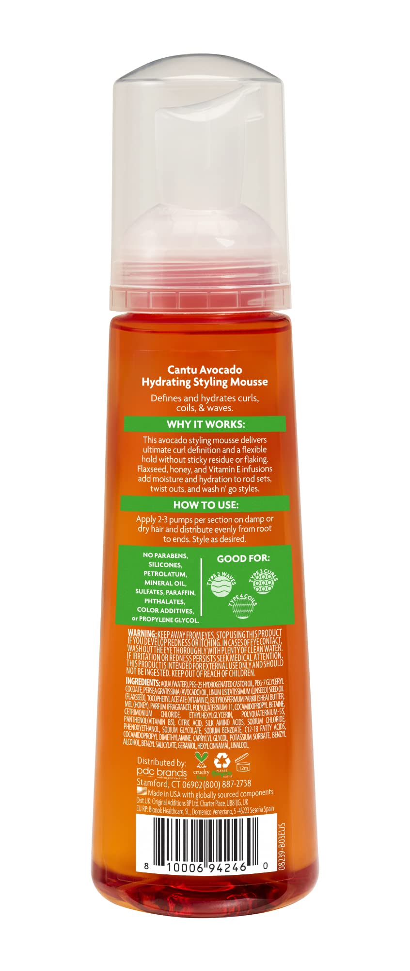 Cantu Avocado Hydrating Mousse, 8.4 fl oz (248 ml)