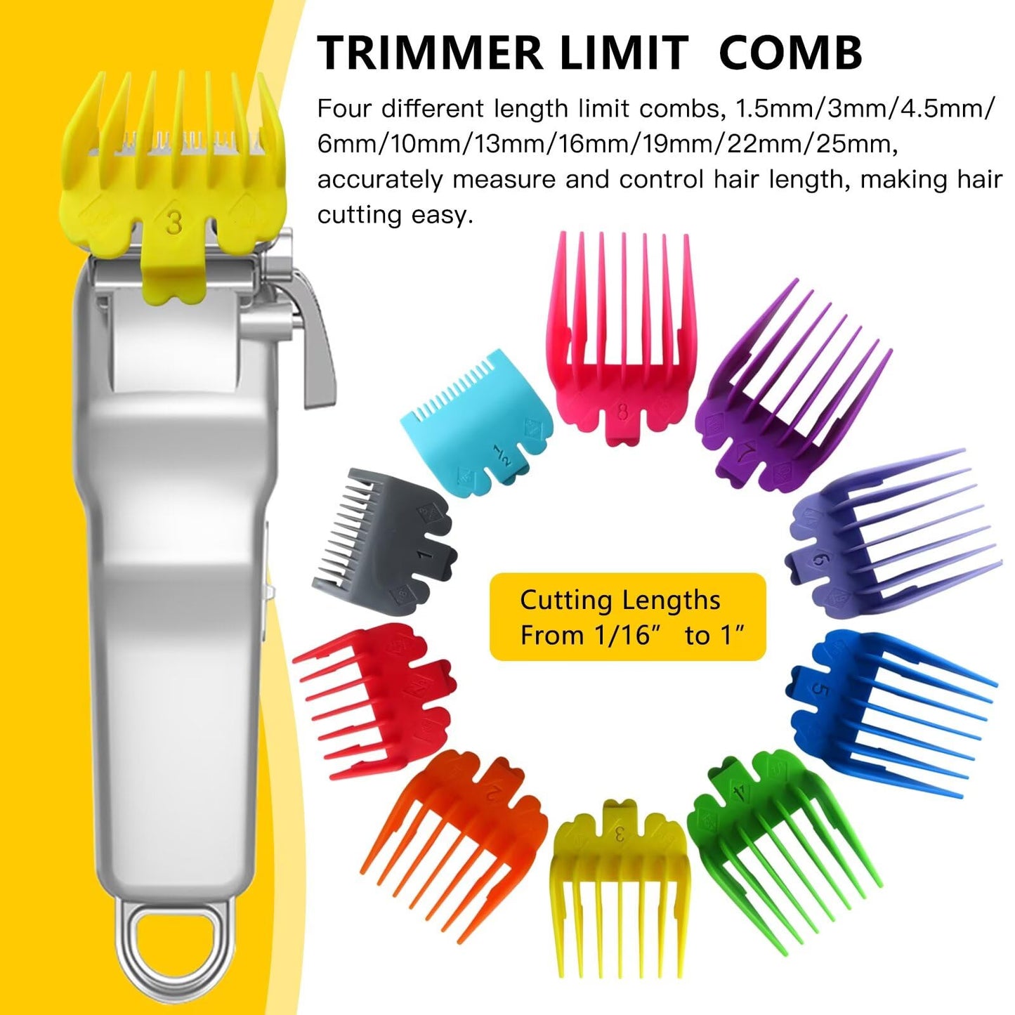 INGQI New 10 Pack Clipper Guards Set Replacement Fits for Conair HC224W/HC244NGBV/HCT242WR - 1/16" to 1", Colorful Beauty and Personal Care INGQI