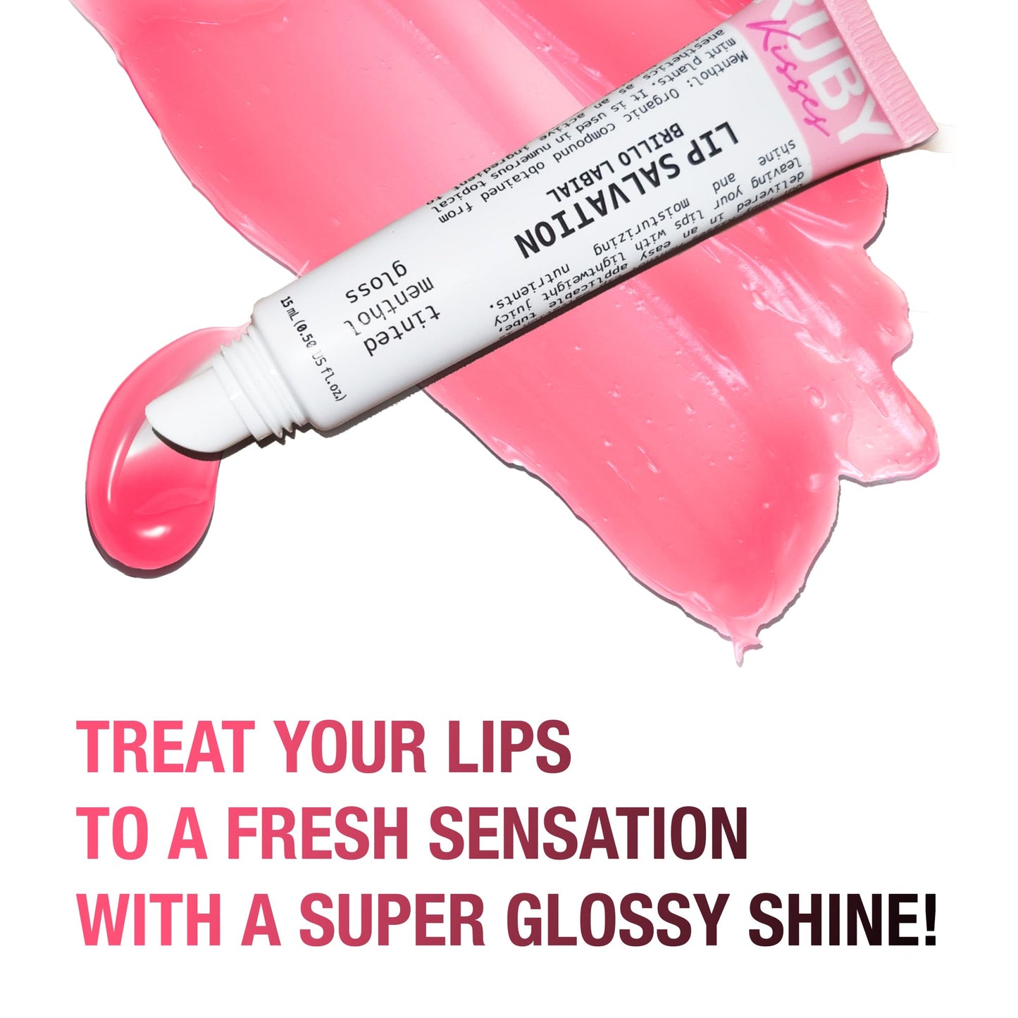 Ruby Kisses Salvation Lip Gloss, Lightweight, Juicy Shine, Menthol Infused Conditioning Lip Treatment, Heals, Cools & Calms, Deep Hydration Lip Care