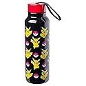 Silver Buffalo Pokemon Ball and Pikachu Stainless Steel Water Bottle with Strap, 27 Ounces