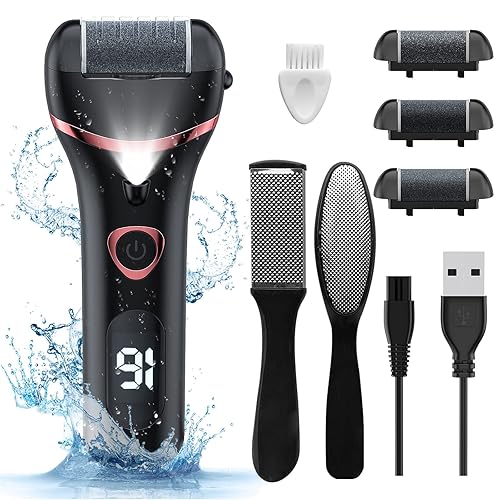 Electric Foot Callus Remover, Rechargeable Portable Electronic Foot File Pedicure Kits, Waterproof Foot Scrubber File, Professional Pedicure Tools