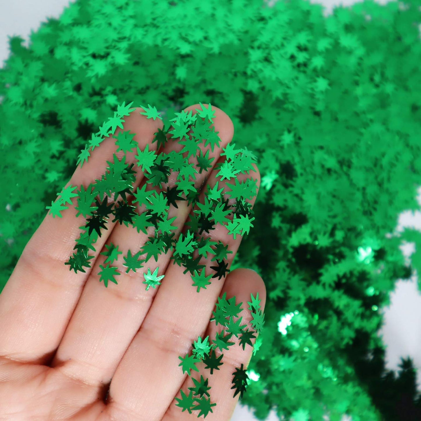 3 Pack - Green, Rainbow & Silver Holographic Leaf Glitter - Solvent Resistant & Cosmetic Grade - Face Body Nails Resin Arts & Crafts, Tumblers, Bath