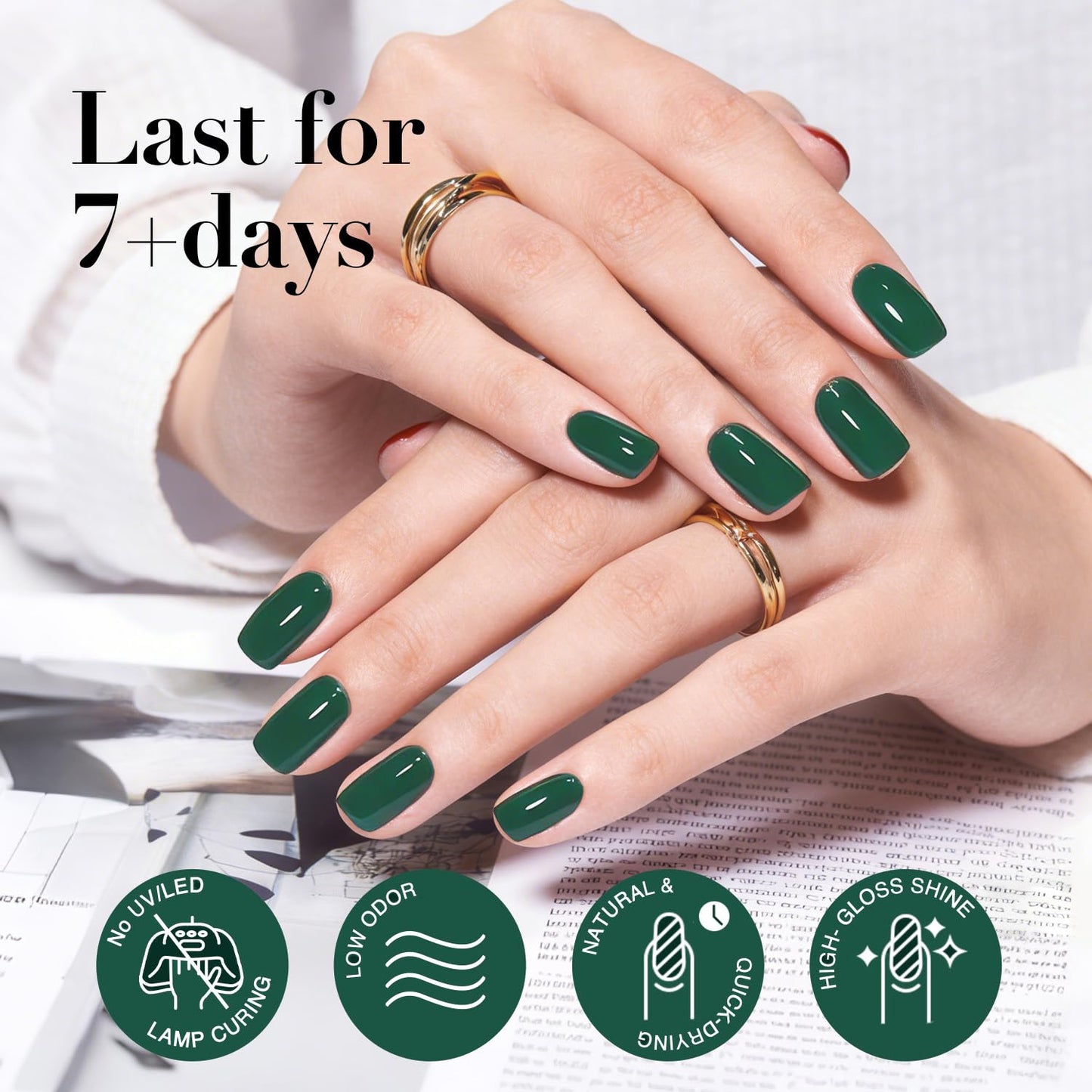 AZUREBEAUTY Deep Forest Green Nail Polish, St. Patrick's Day Quick Dry Formula, Strengthening Natural Nail Treatment, Home Salon DIY, Women Gift, 0.34 Beauty and Personal Care AZUREBEAUTY