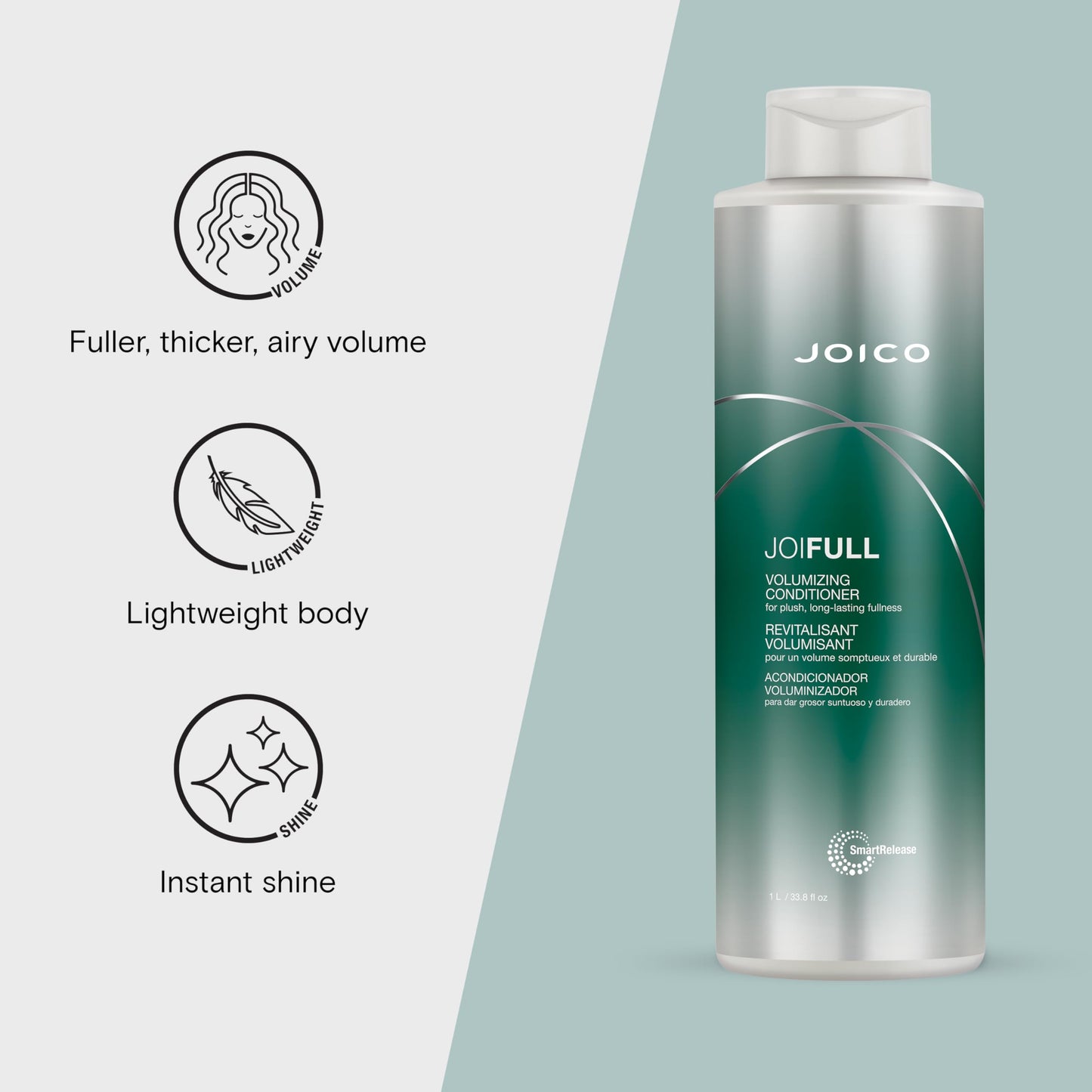 Joico JoiFULL Volumizing Conditioner | For Fine, Thin Hair | Add Instant Body | Long-Lasting Fullness | For Thicker Bouncier Hair | Boost Shine |