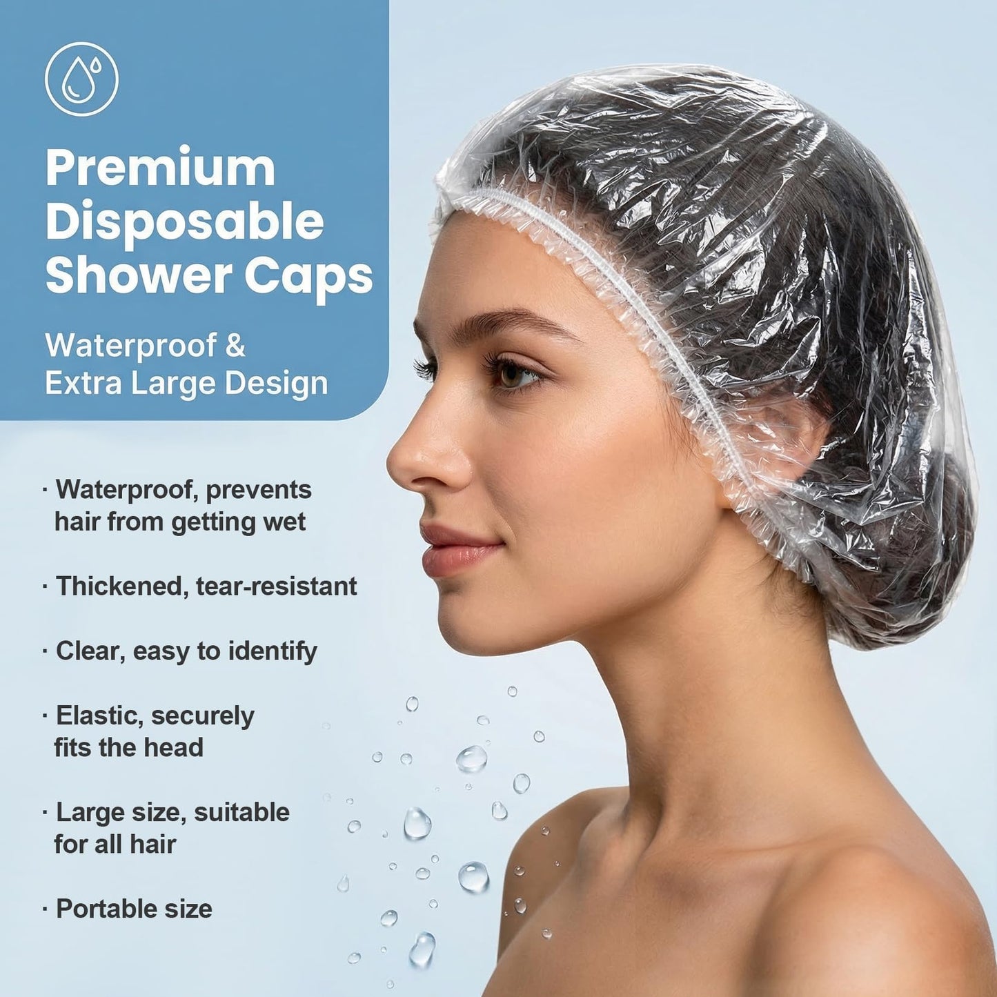 MAQIHAN 30 Disposable Shower Caps Large - Thickened Plastic Hair Caps for Deep Conditioning Shower Cap Reusable Waterproof for Women Men Hair Beauty and Personal Care MAQIHAN