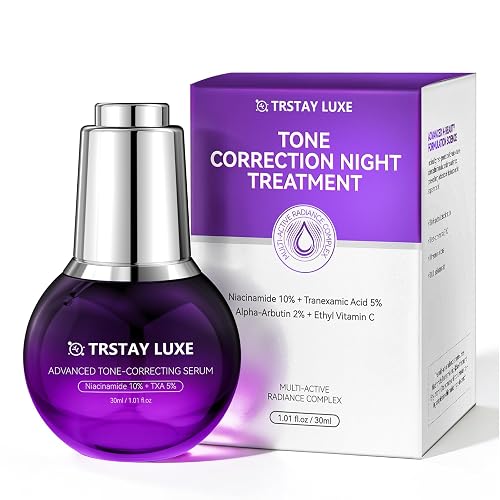 TRSTAY LUXE Night Serum for Uneven Skin Tone, Dark Spots & Post-Blemish Marks, 10% Niacinamide, 5% Tranexamic Acid, 2% Alpha-Arbutin + Ethyl Vitamin