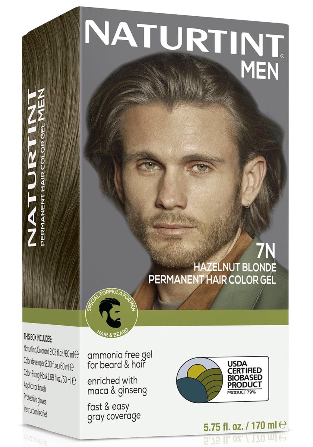 Naturtint Mens Permanent Hair Color for Hair Beard and Mustache (7N Men's Hazelnut Blonde)