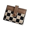 TURBOOST Cute Slim Card Holder Canvas Front Pocket Checkered Wallet, Small Credit Card Case for Women (Brown)