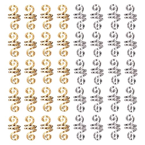Hair Tube Beads Dreadlocks Beads Hair Spiral Hair Braiding Jewelry Hair Decoration Accessories Braid For Hair 40 Pieces,gold and silver