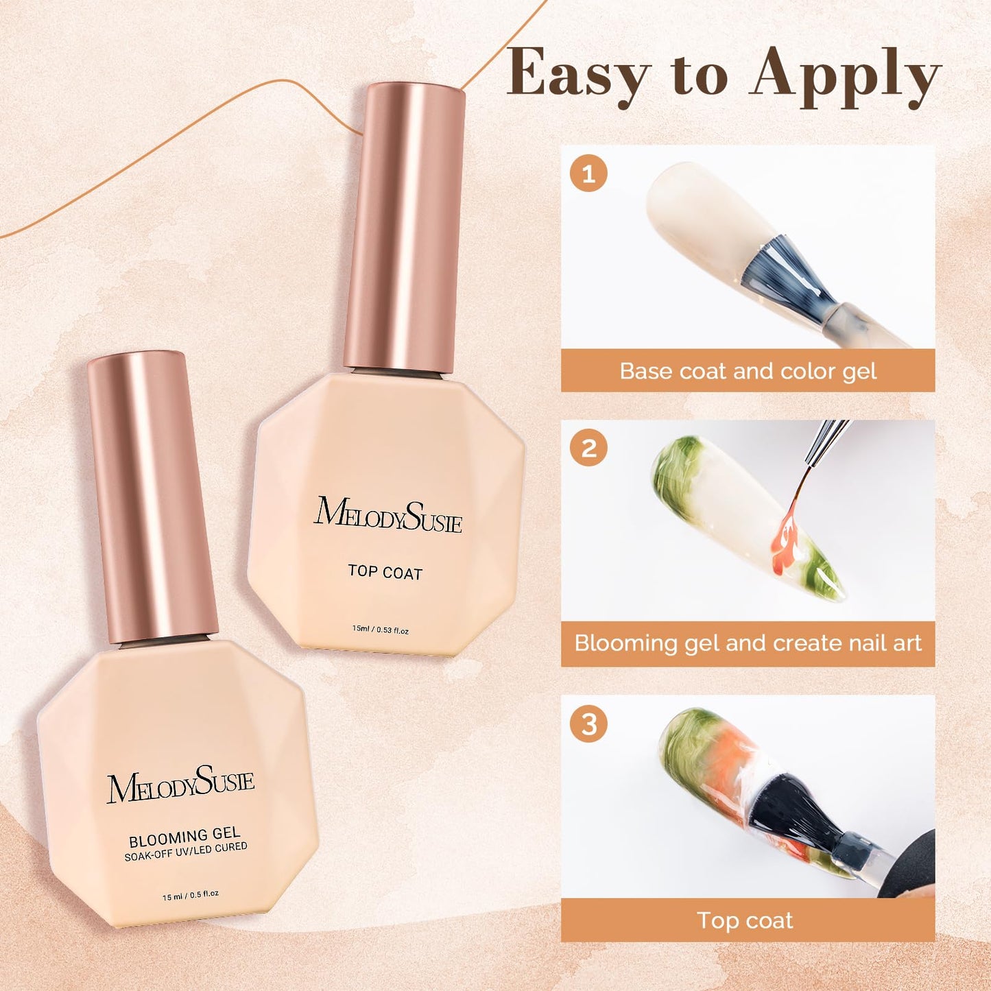 MelodySusie Hema Free Gel Nail Polish, 0.5 Fl Oz Thick Beige Brown Gel Polish, Non Toxic, Long Lasting, Soak Off UV Nail Polish, Manicure Nail Design Beauty and Personal Care MelodySusie