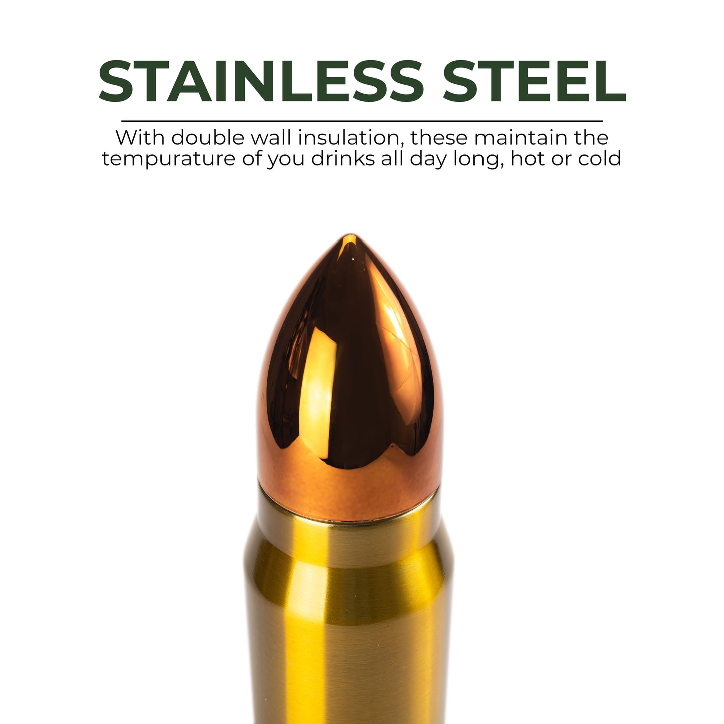 Rivers Edge Products Rivers Edge Products Bullet-Shaped Thermal Metal Tumbler - 34 oz Double-Walled Insulated Water Bottle - Stainless Steel Thermal