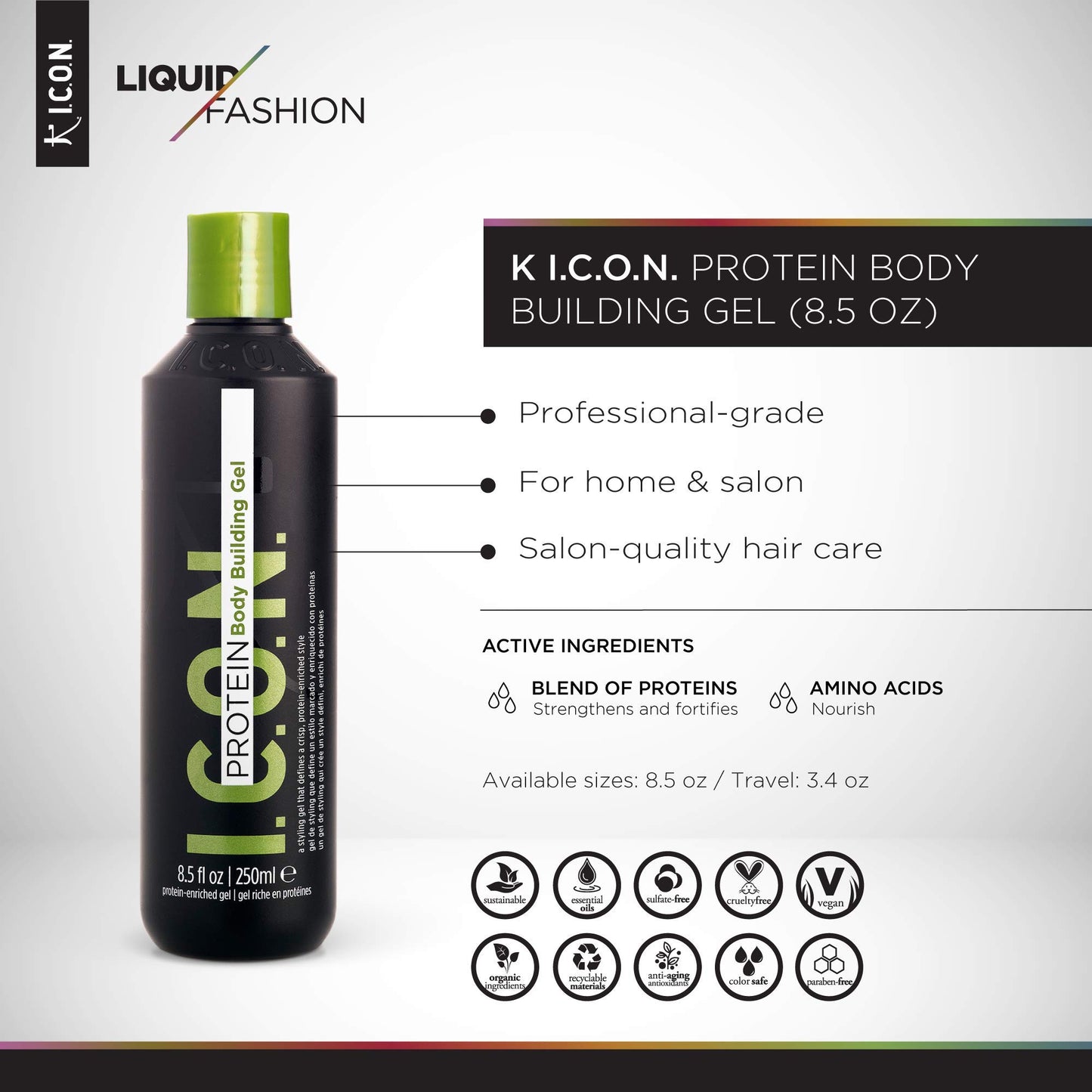 I.C.O.N. K Mane Control, Hairstyling Gel. Give Firm Hold for a Sleek Look