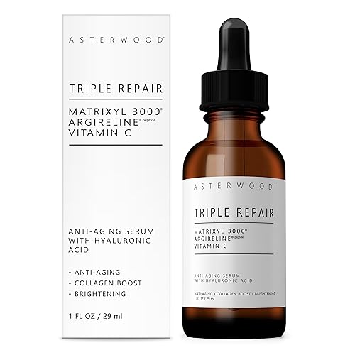 Asterwood Triple Repair Matrixyl 3000 + Argireline + Hyaluronic Acid + Vitamin C Serum for Face - Anti-Aging, Collagen Boosting, Hydrating