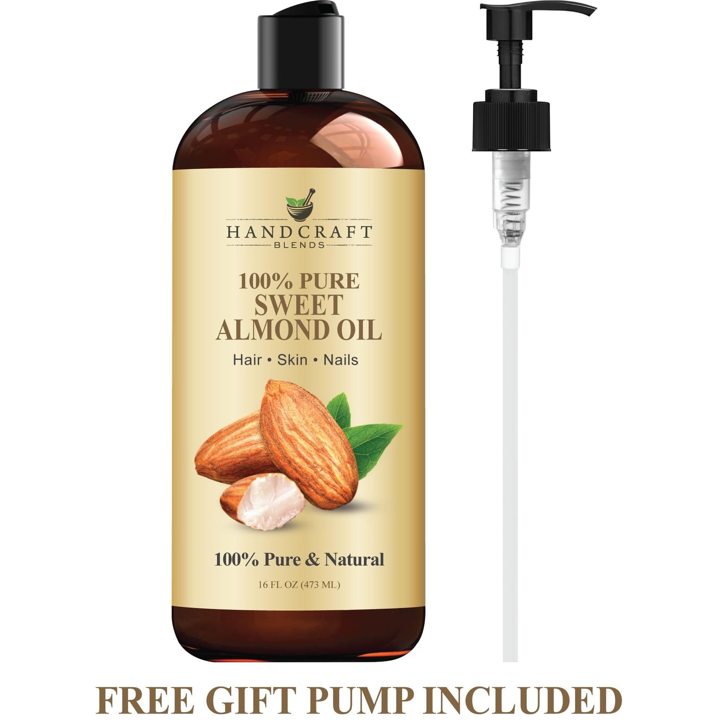 Handcraft Blends Sweet Almond Oil | 100% Pure and Natural | Bath & Body Oil | Premium Grade Carrier Oil | Skin | Hair | Body | Massage | Hexane-Free | Beauty and Personal Care Handcraft Blends