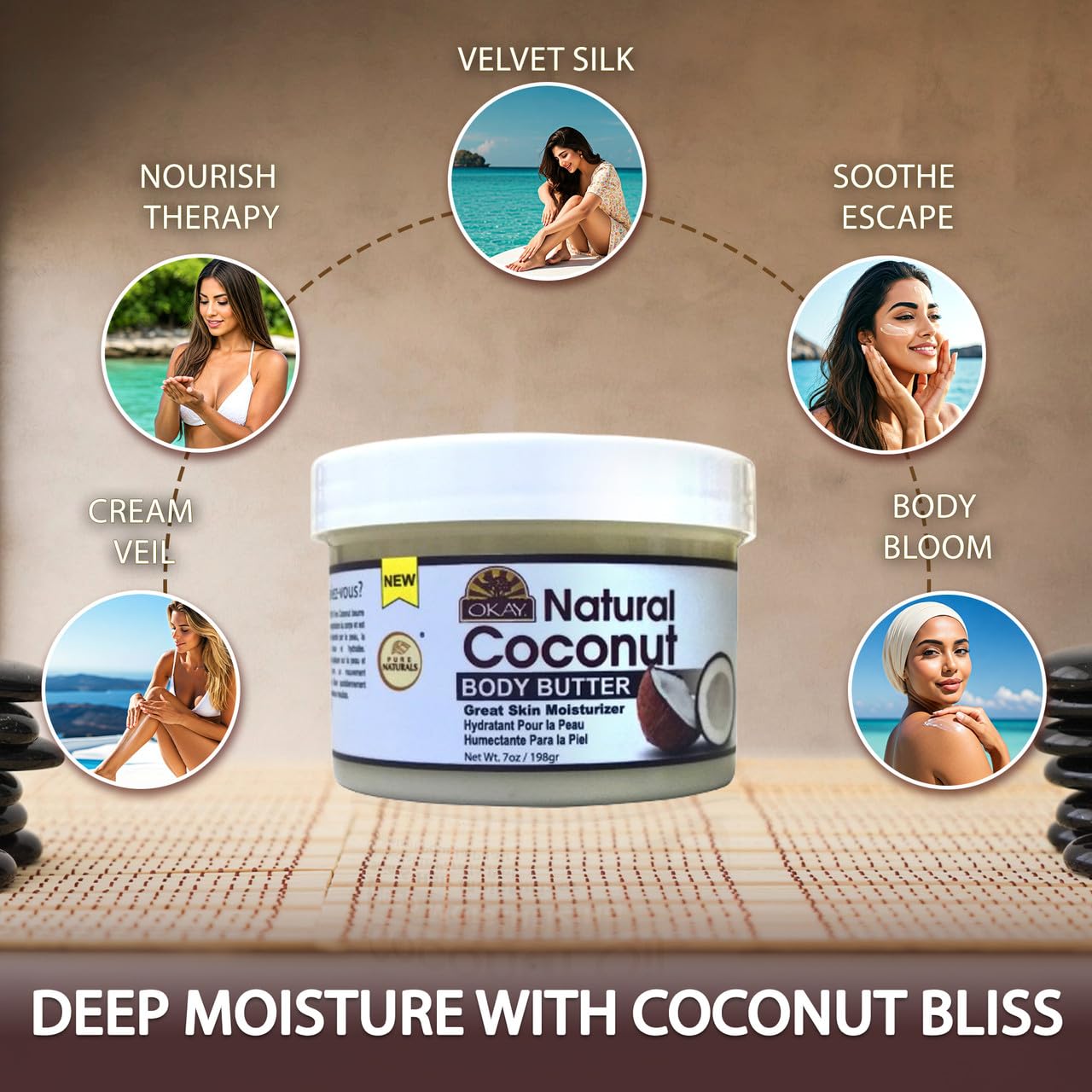 Okay Butter 100% Natural Smooth for Skin and Hair Easily Absorbed By the Skin & Hair Leaving It Soft & Moisturized Silicone, Paraben Free For All Skin