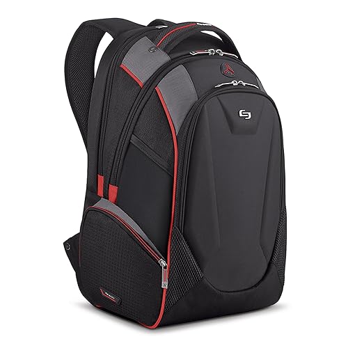 Solo New York Laptop Backpack for Women & Men -Carry On Bookbag for Travel & Work, Lightweight Bag, Hard-Shell Front Organizer, Padded Straps, Fits 17.3" Computer - Launch, Black