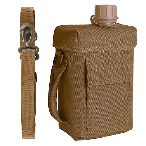 MiOYOOW 2L Water Bottle, Large Capacity Portable Tactical Canteen with Strap Buckle, Waterproof Drink Cup for Hiking, Camping, Sports