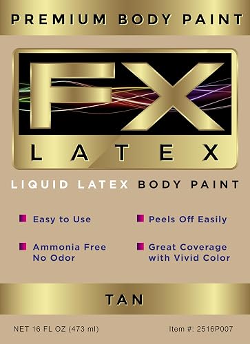 Liquid Latex - Face and Body Paint, Ammonia Free, Easy On and Off, Cosplay Makeup, Create Professional Monster, Zombie Arts 16 Oz (Tan)