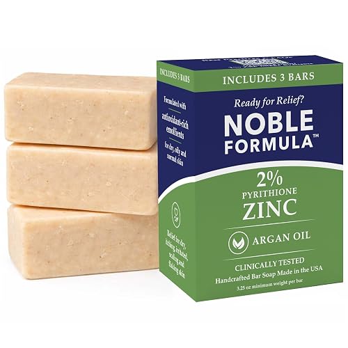 Noble Formula 2% Pyrithione Zinc (ZnP) Olive Oil and Argan Oil Bar Soap, Especially Formulated for Acne, Psoriasis, and Eczema, Safe for Daily Use