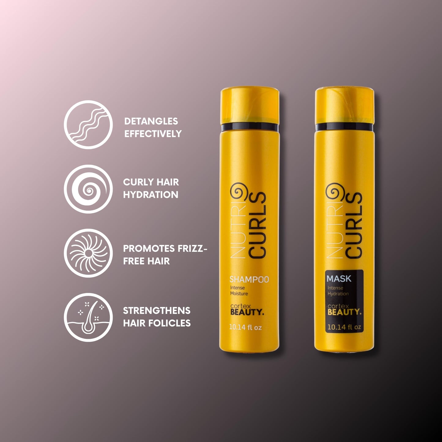 Cortex Beauty Nutri Curls | Curl Enhancing Shampoo & Mask Bundle | 10.14oz
