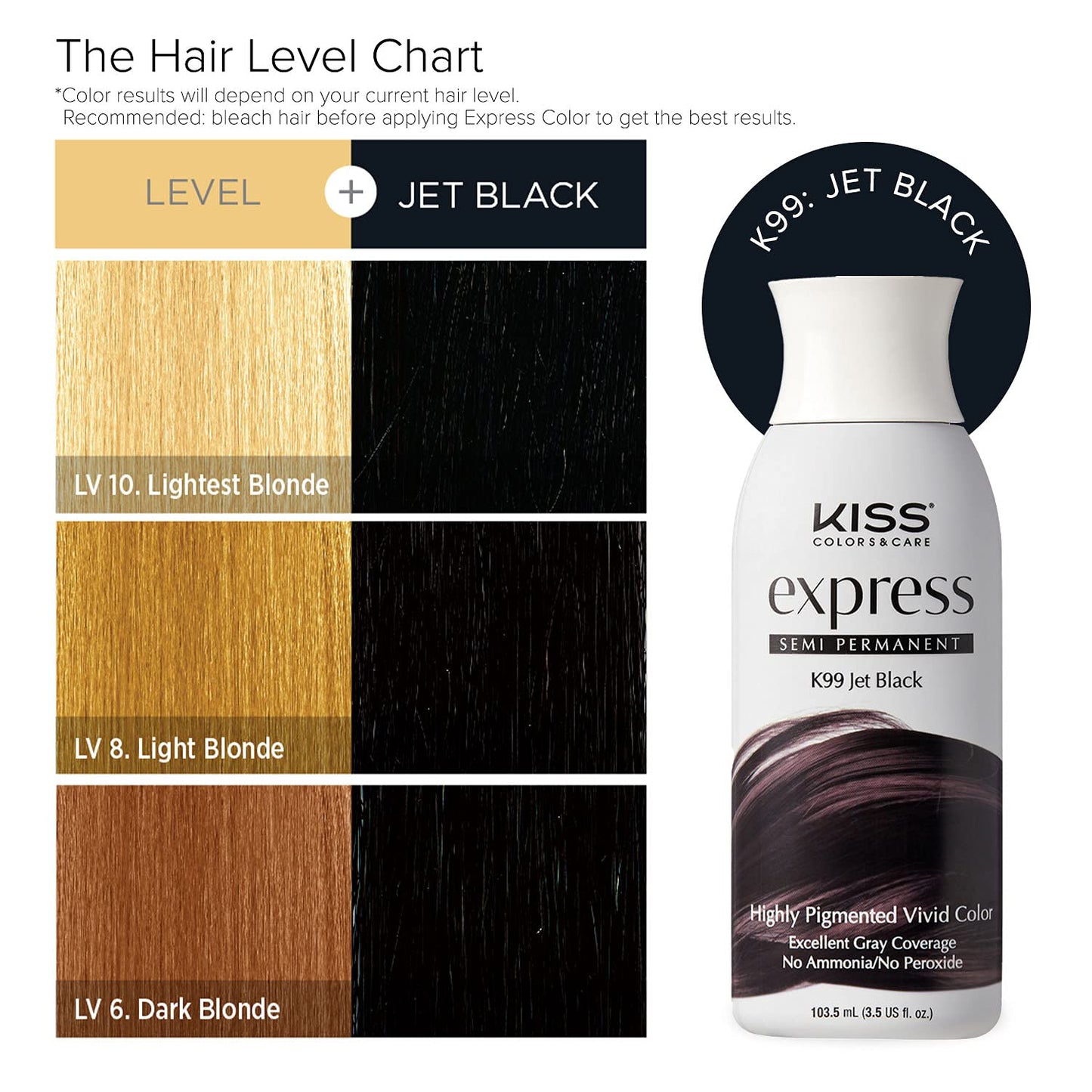 Kiss Express Color #K99 Semi- Permanent Jet Black 3.5 Ounce (Pack of 2)