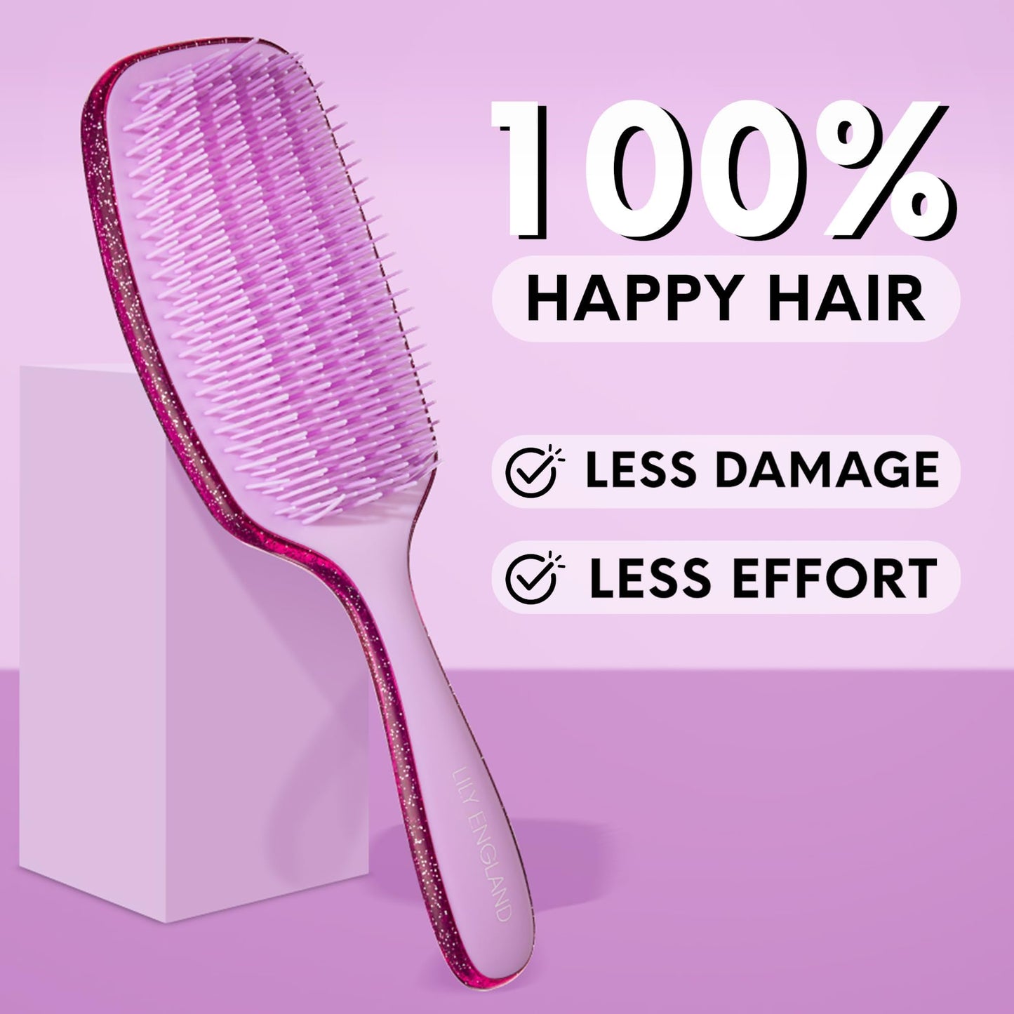 Lily England Curly Detangler Brush for Women - Pain-free Detangling Brush for Wet & Dry Hair With Flexible Bristles - Easy-to-Hold Hairbrush for Women Beauty and Personal Care Lily England
