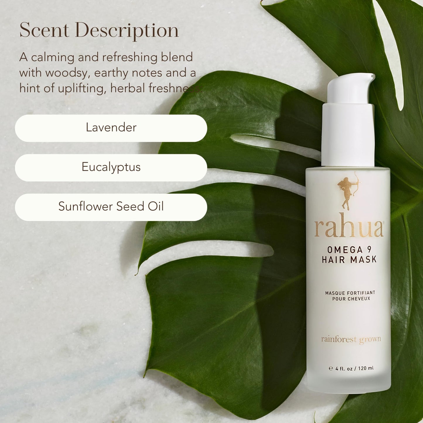 Rahua Omega 9 Hair Mask, Vegan Deep Conditioning Treatment for Damaged & Dull Hair Oil, Sunflower Seed Oil & Quinoa Protein for Softness & Shine