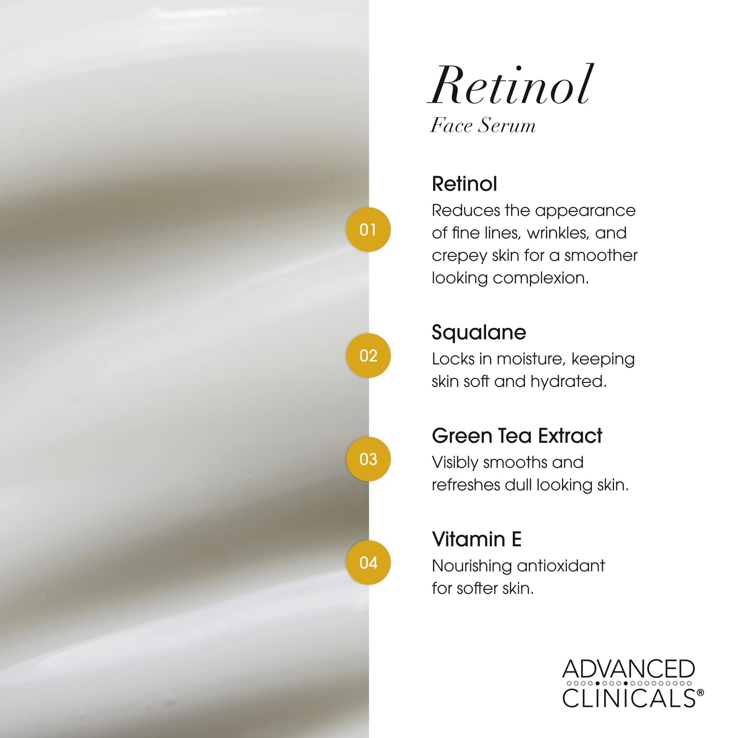 Advanced Clinicals Retinol Serum For Face | Visible Anti Aging Retinol Serum Skin Care Face Moisturizer With Vitamin E Helps Improve Look