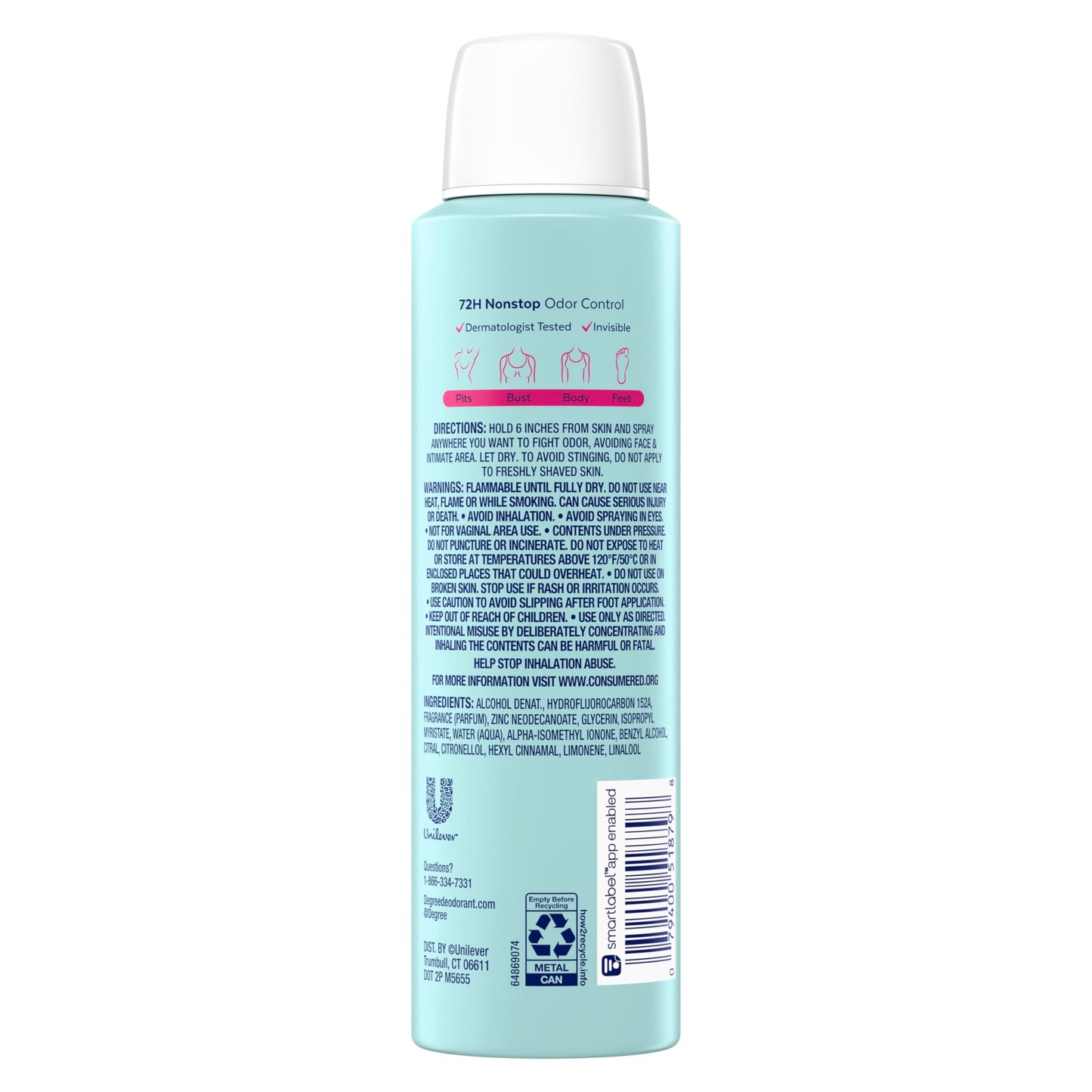 Degree Women Whole Body Deodorant Spray, Rose & Waterlily Scent, Aluminum Free 72H Odor Protection 4 oz Beauty and Personal Care Degree