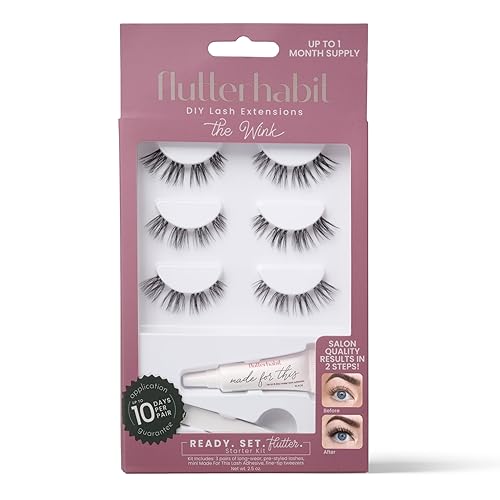 FlutterHabit Wink Ready Set Starter Kit, DIY Eyelash Extensions, Lash Clusters for Women, Professional Quality At Home Eyelash Extension Kit, Natural…