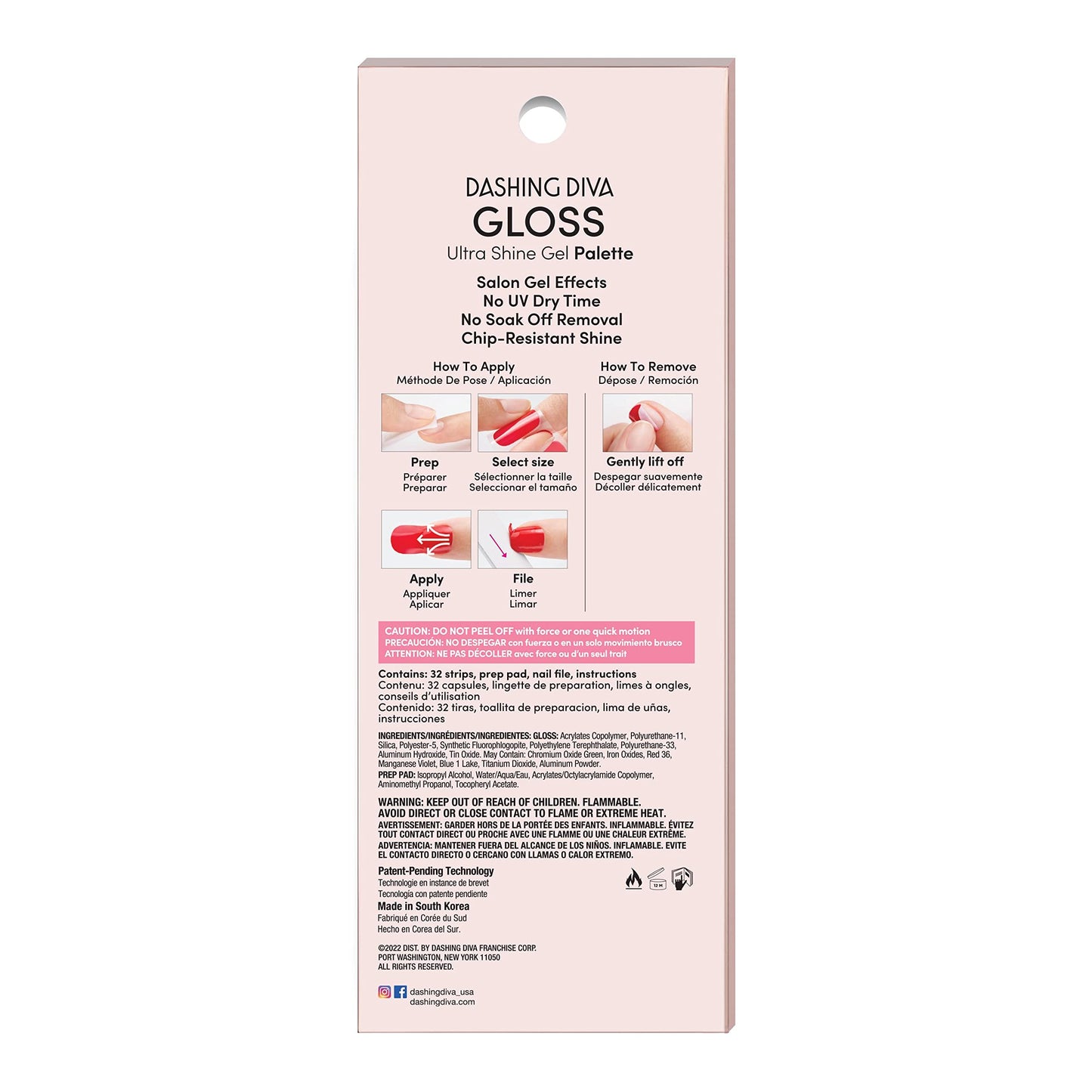 Dashing Diva Gloss Nail Strips - Wild Flower | UV Free, Long Lasting, Floral Nail Stickers with Pink Accent Nails | Contains 32 Nail Wraps, 1 Prep